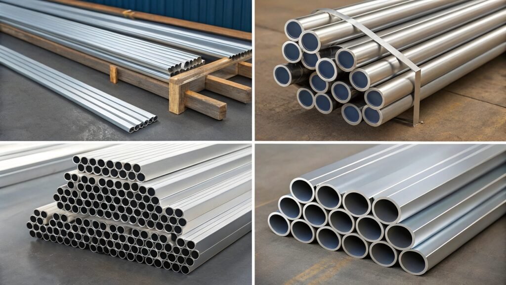 Bundles of standard length aluminum tubing ready for shipping